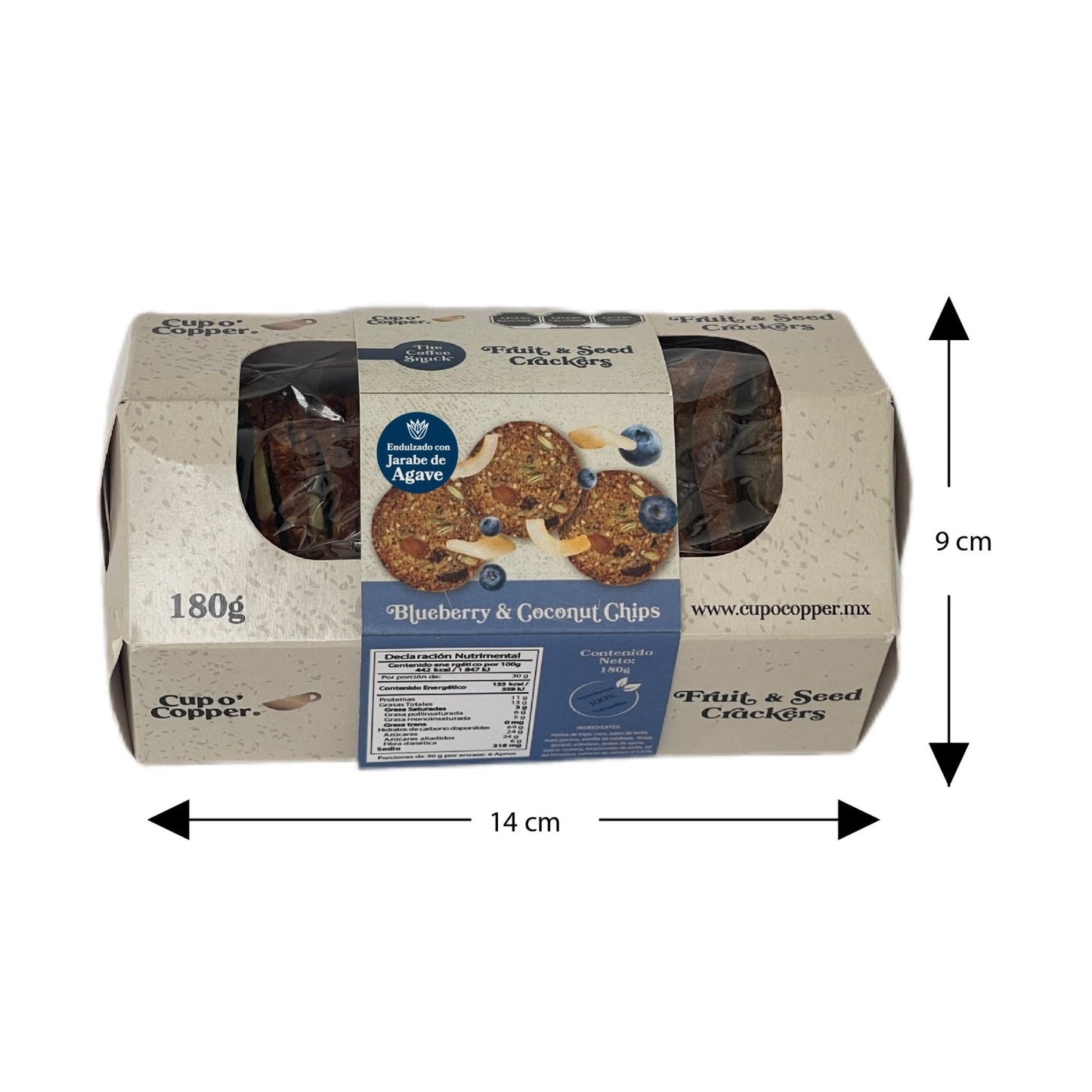 Crackers de Arándano con Coco, Jarabe de Agave 180gr